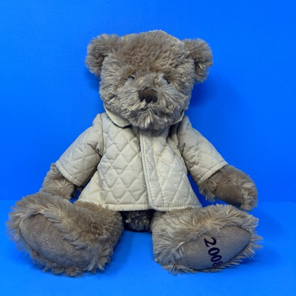 Burberry Teddy Bear Fragrance Plush 12" 2008‎ Beige Quilted Coat Collectible Toy